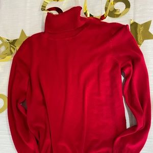 CALVIN KLEIN WOMEN'S RED TURTLENECK LONG SLEEVE SWEATER